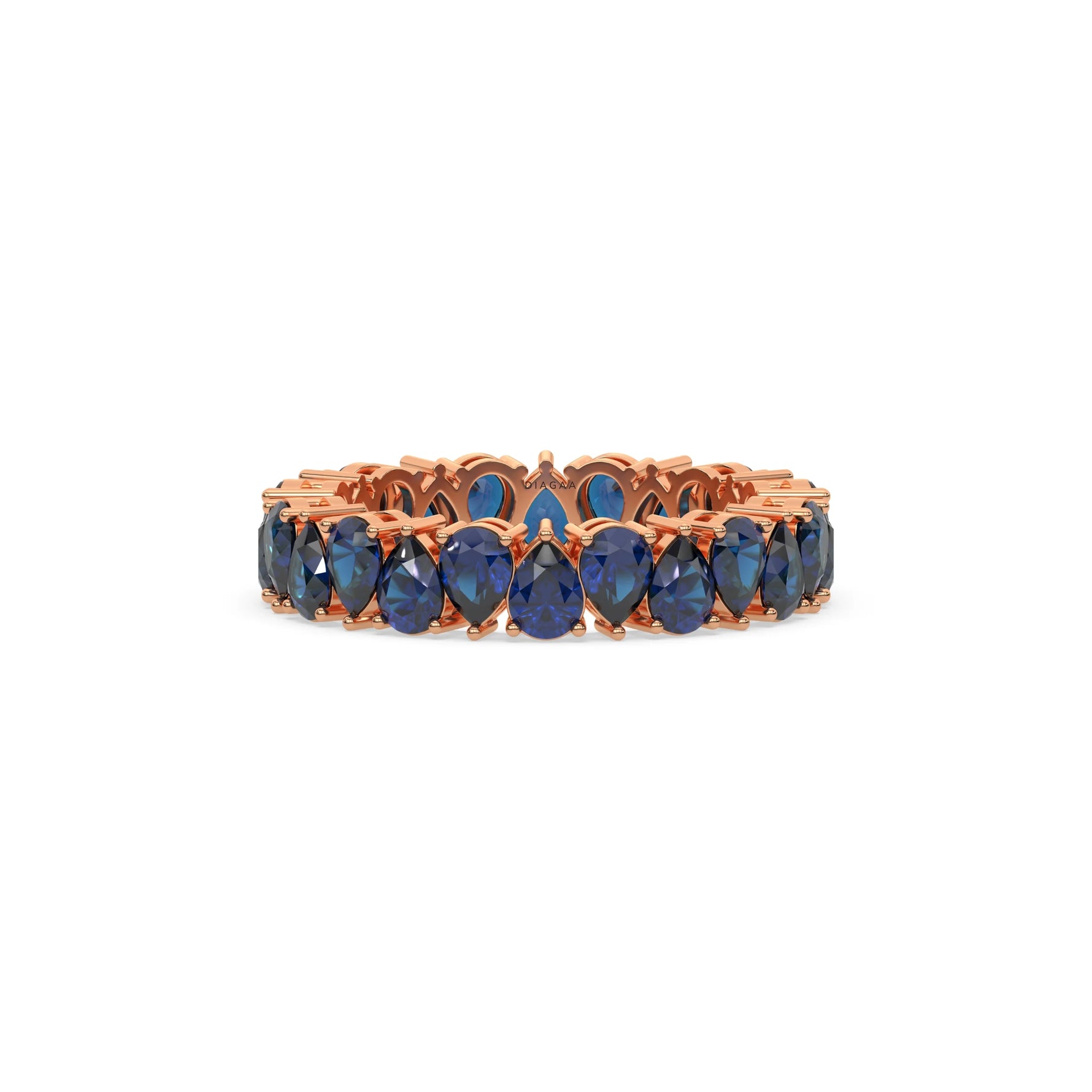 18K Rose Gold Pear Sapphire Gemstone Eternity Ring