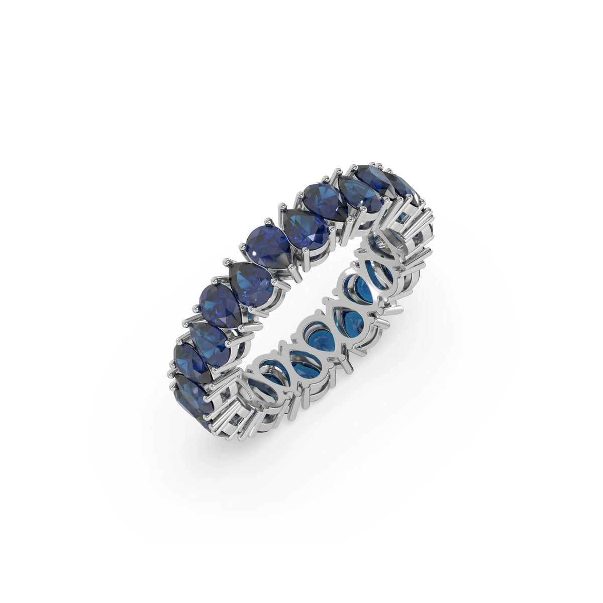 14K Pear Sapphire Gemstone Full Eternity Ring