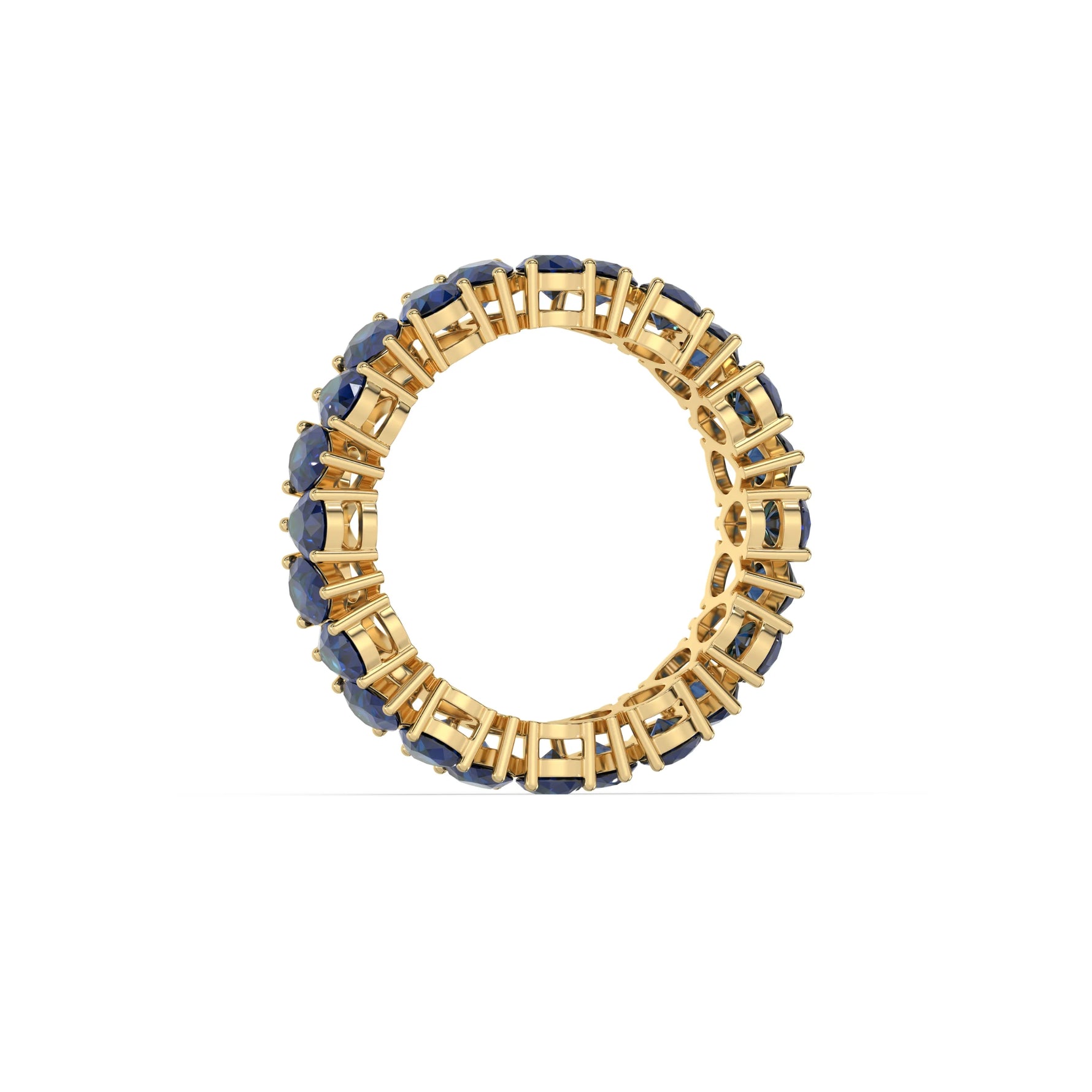 10K Yellow Gold Pear Sapphire Gemstone Eternity Ring
