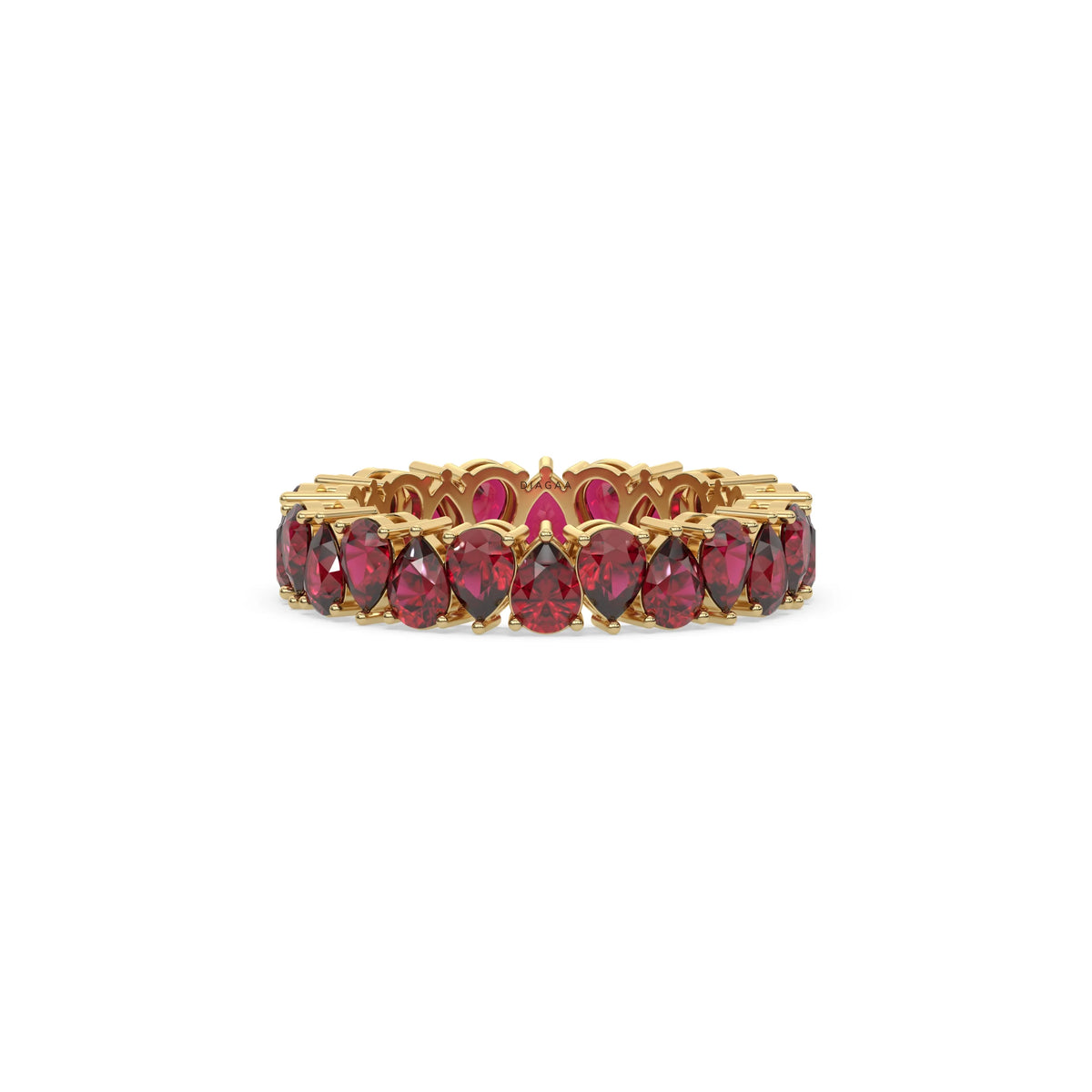 18K Yellow Gold Pear Ruby Gemstone Full Eternity Ring