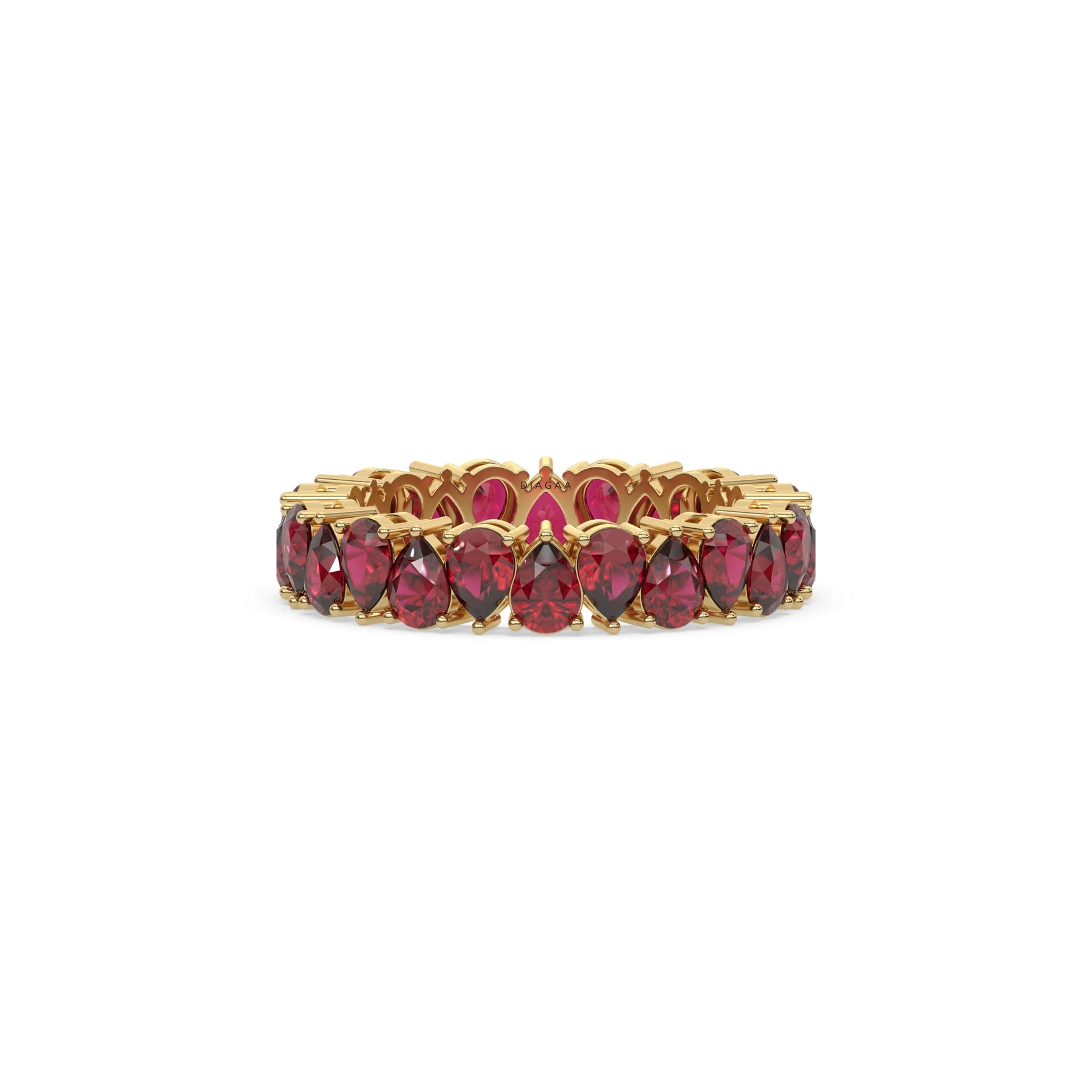 18K Yellow Gold Pear Ruby Gemstone Full Eternity Ring