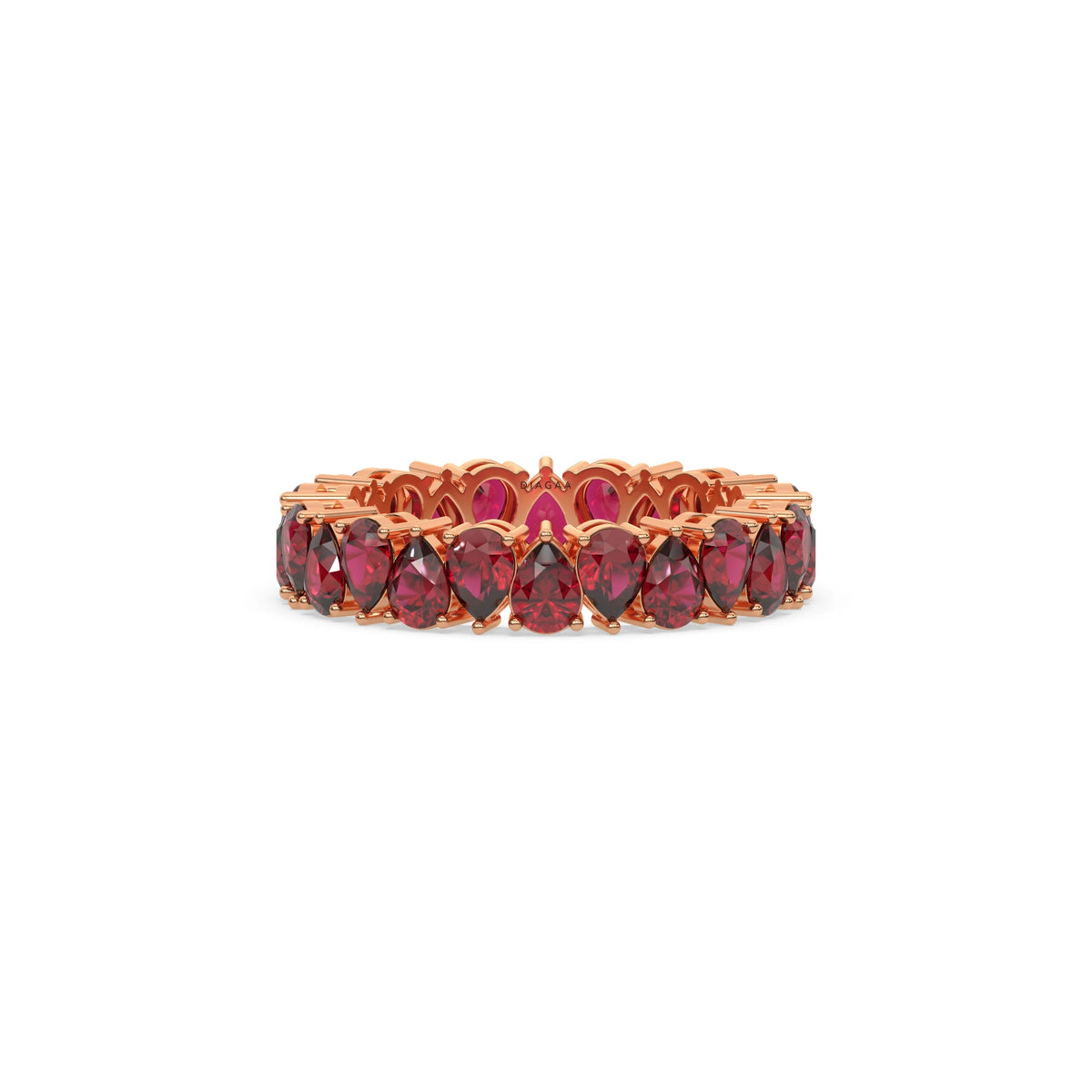 18K Rose Gold Pear Ruby Gemstone Eternity Ring