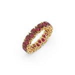 14K Yellow Gold Pear Ruby Gemstone Eternity Ring
