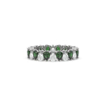 18K White Gold Pear Diamond and Emerald Gemstone Eternity Ring