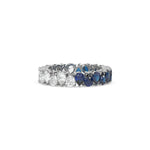 18K White Gold Pear Diamond and Sapphire Gemstone Eternity Ring