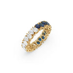 14K Yellow Gold Pear Diamond and Sapphire Gemstone Eternity Ring