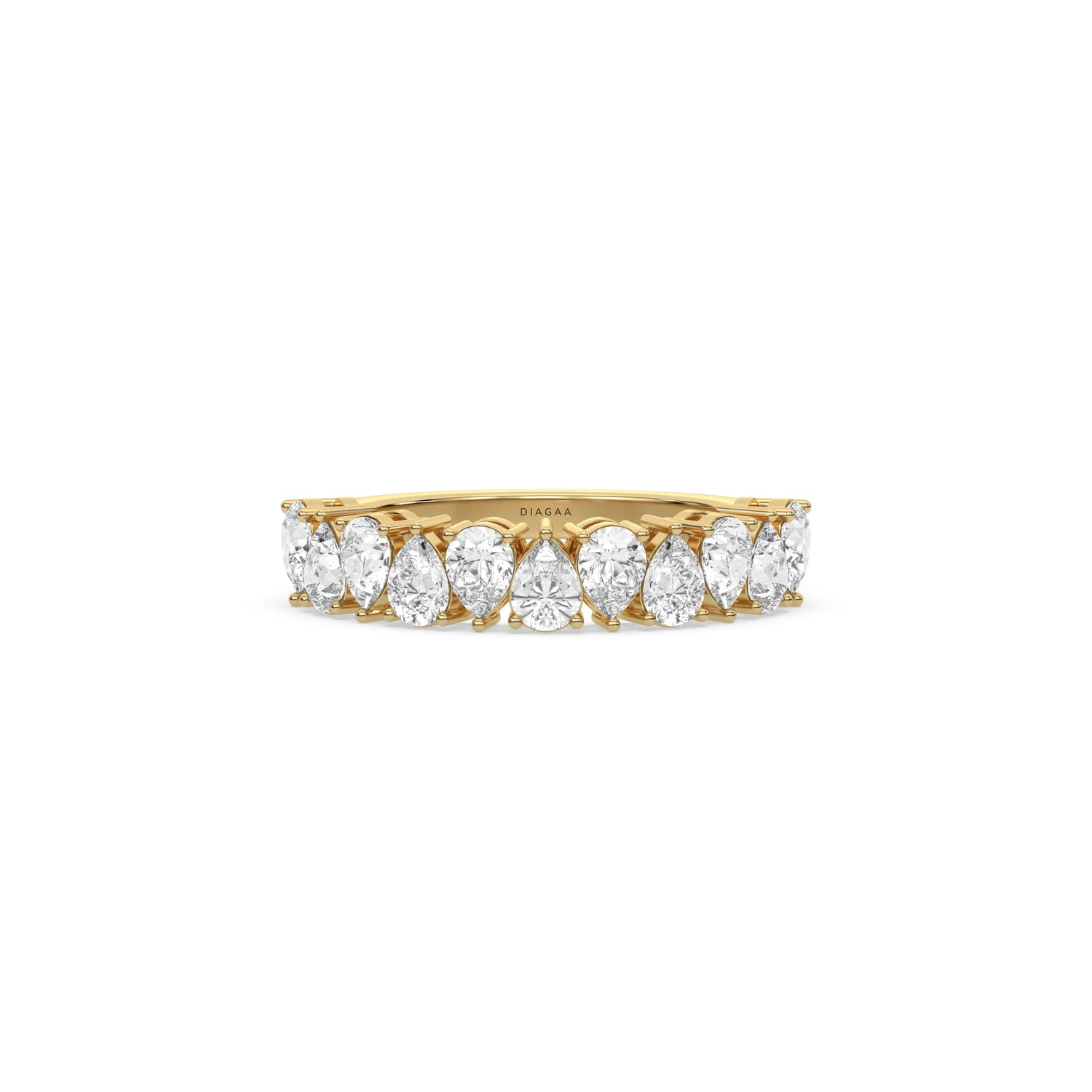 14K Yellow Gold Pear Diamond Eternity Ring 