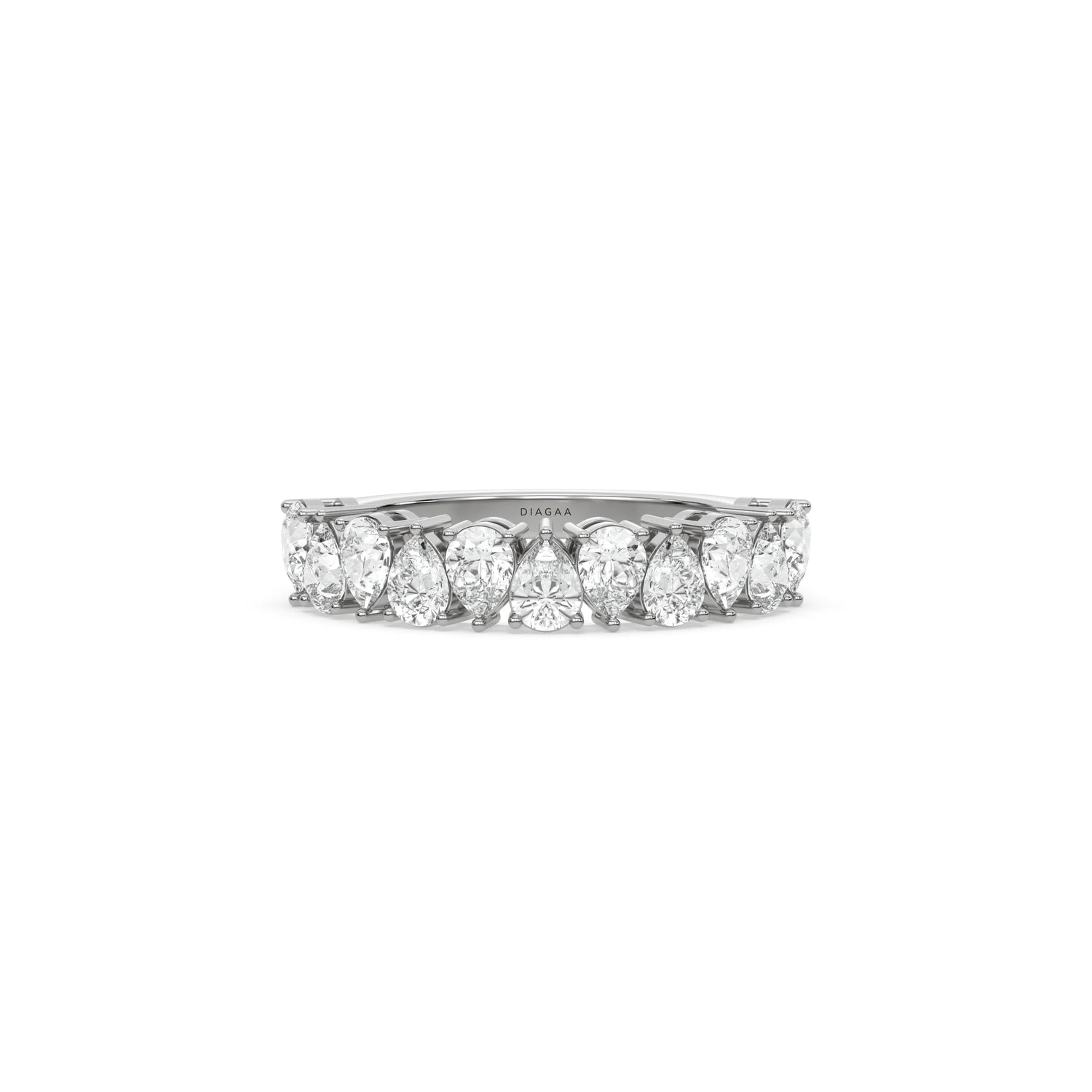 14K White Gold Pear Diamond Eternity Ring 