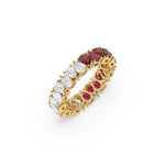 18K Yellow Gold Pear Diamond and Ruby Gemstone Eternity Ring