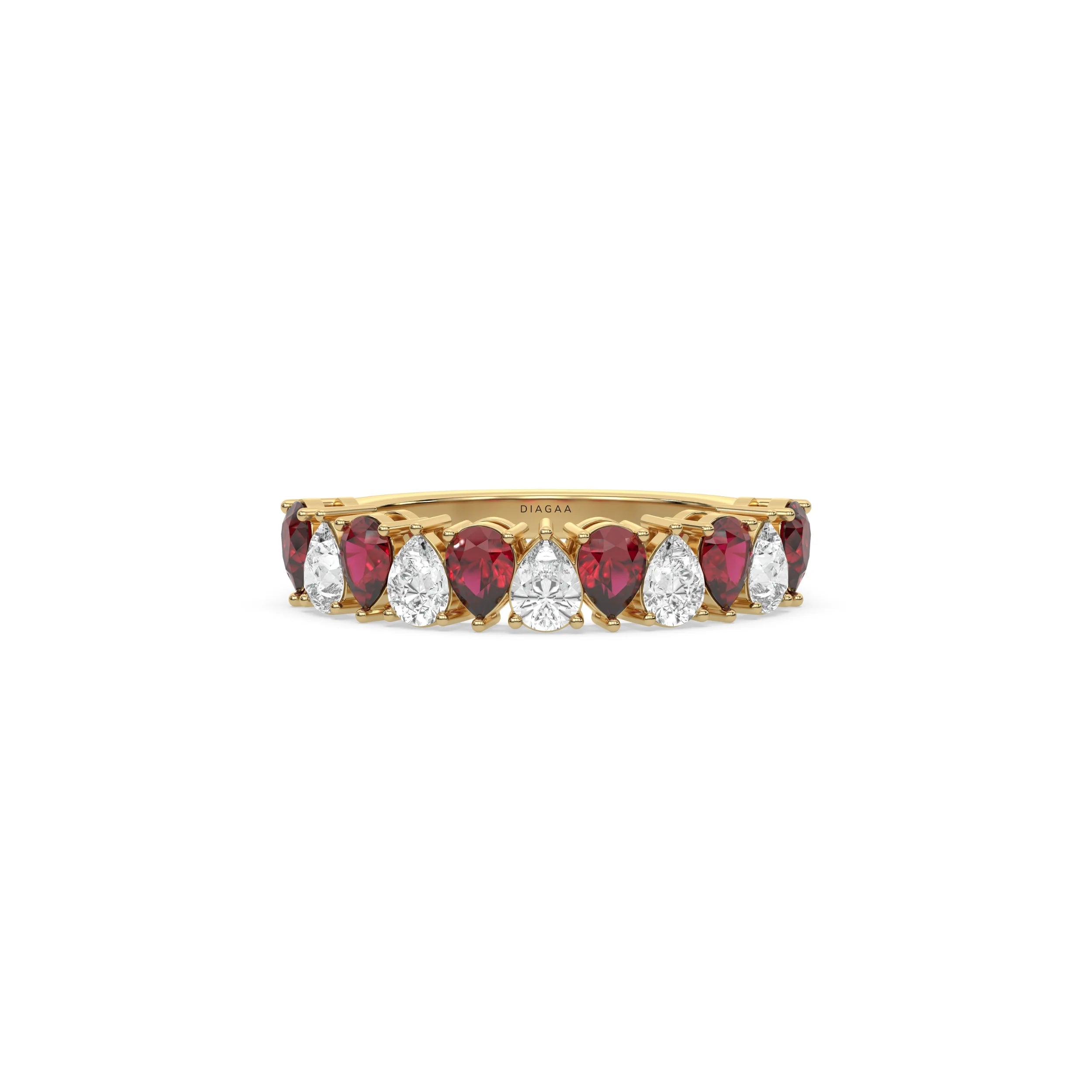 2.70 CT Pear Shaped Lab Ruby and Diamond Eternity Ring | Diagaa