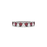18K White Gold Pear Ruby Gemstone and Diamond Half Eternity Ring 