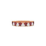 18K Rose Gold Pear Ruby Gemstone and Diamond Eternity Ring 