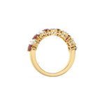 18K Pear Ruby Gemstone and Diamond Half Eternity Ring 