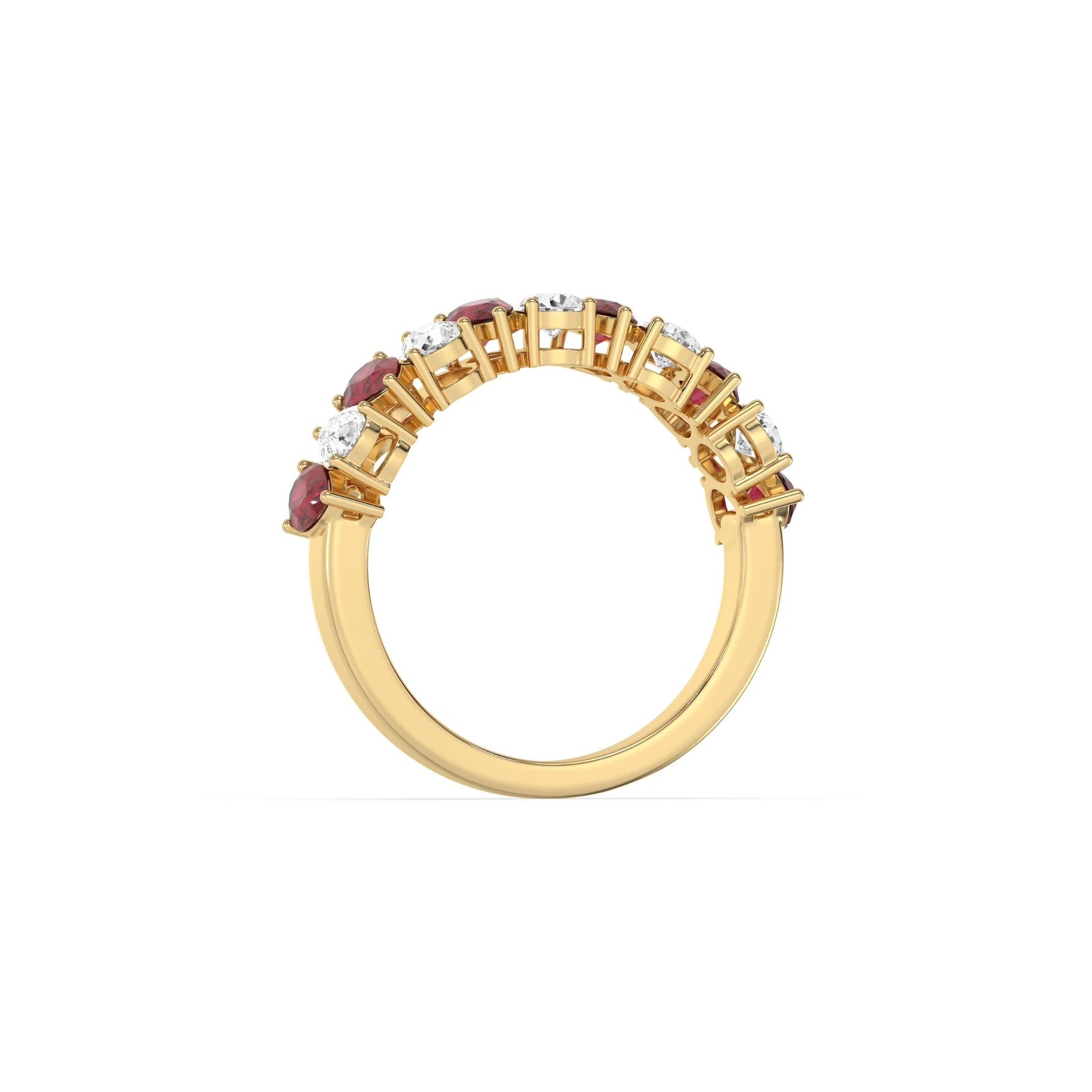 18K Pear Ruby Gemstone and Diamond Half Eternity Ring 