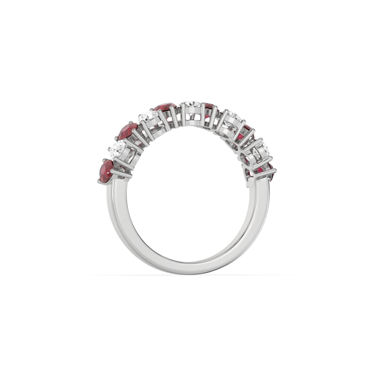 14K Pear Ruby Gemstone and Diamond Eternity Ring 