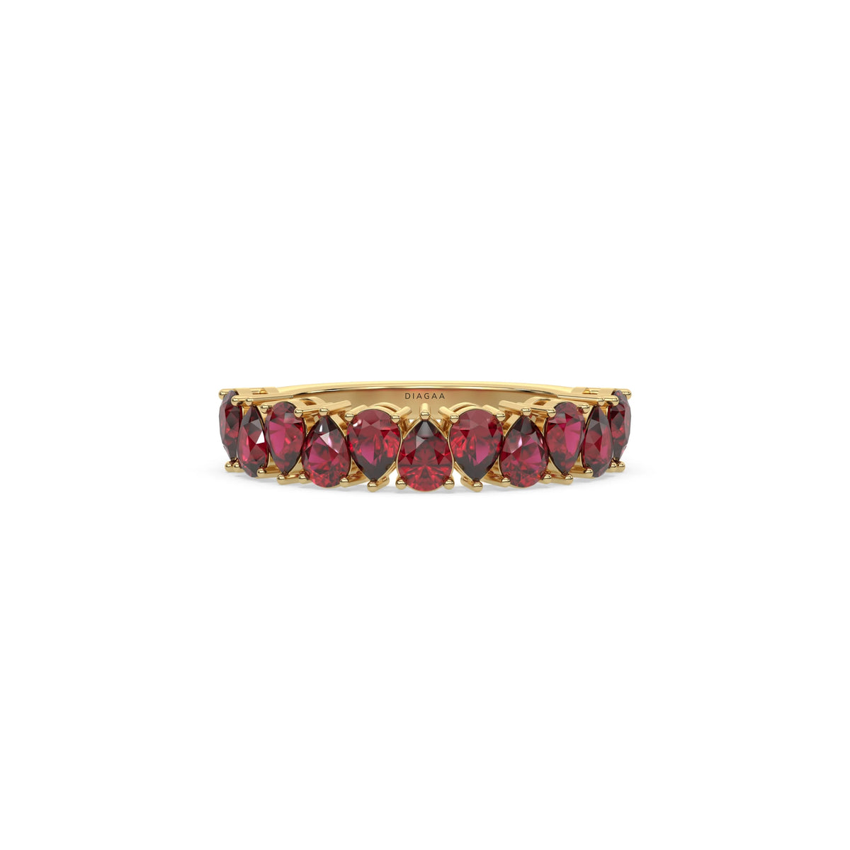 14K Yellow Gold Pear Ruby Gemstone Eternity Ring 