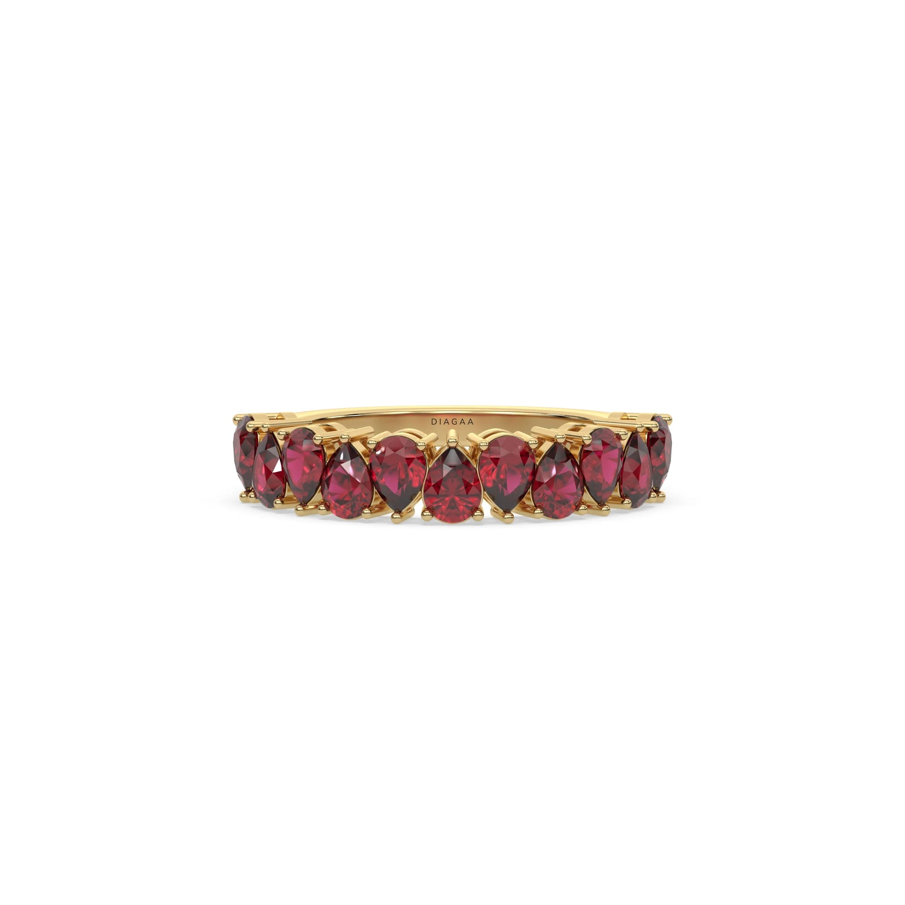 14K Yellow Gold Pear Ruby Gemstone Eternity Ring 