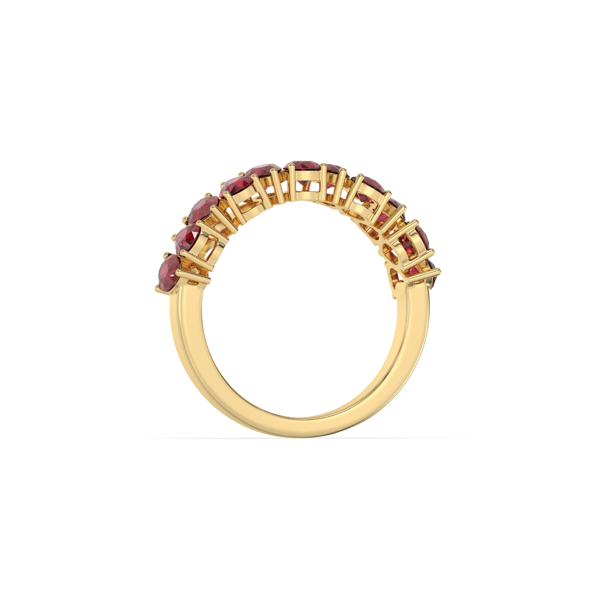 10K Yellow Gold Pear Ruby Eternity Ring 