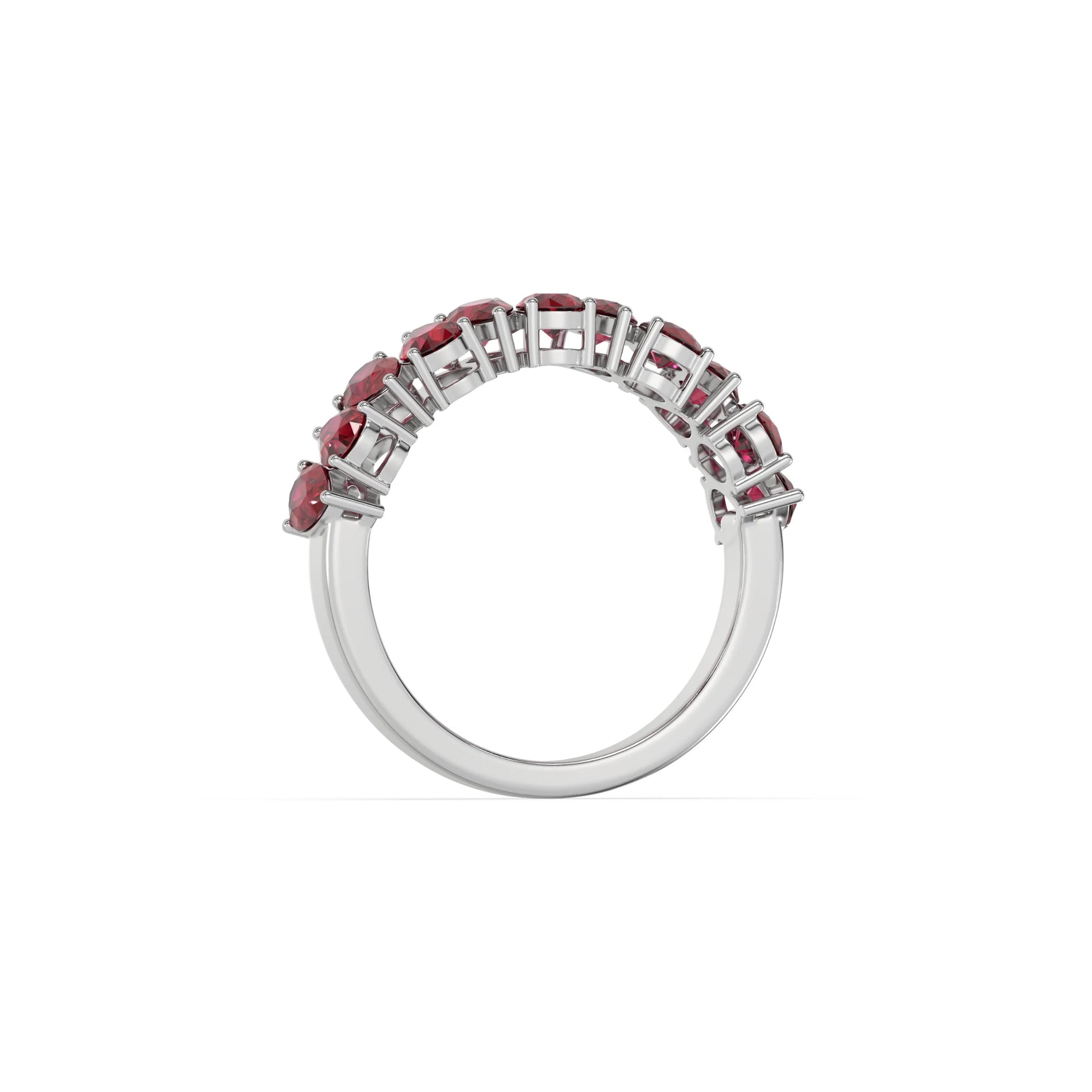 14K White Gold Pear Ruby Gemstone Eternity Ring 