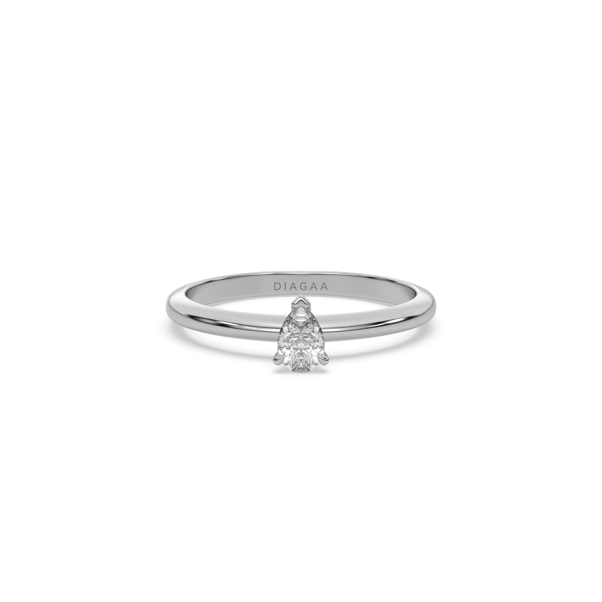 Natural Diamond Pear Shaped Solitaire Engagement Ring