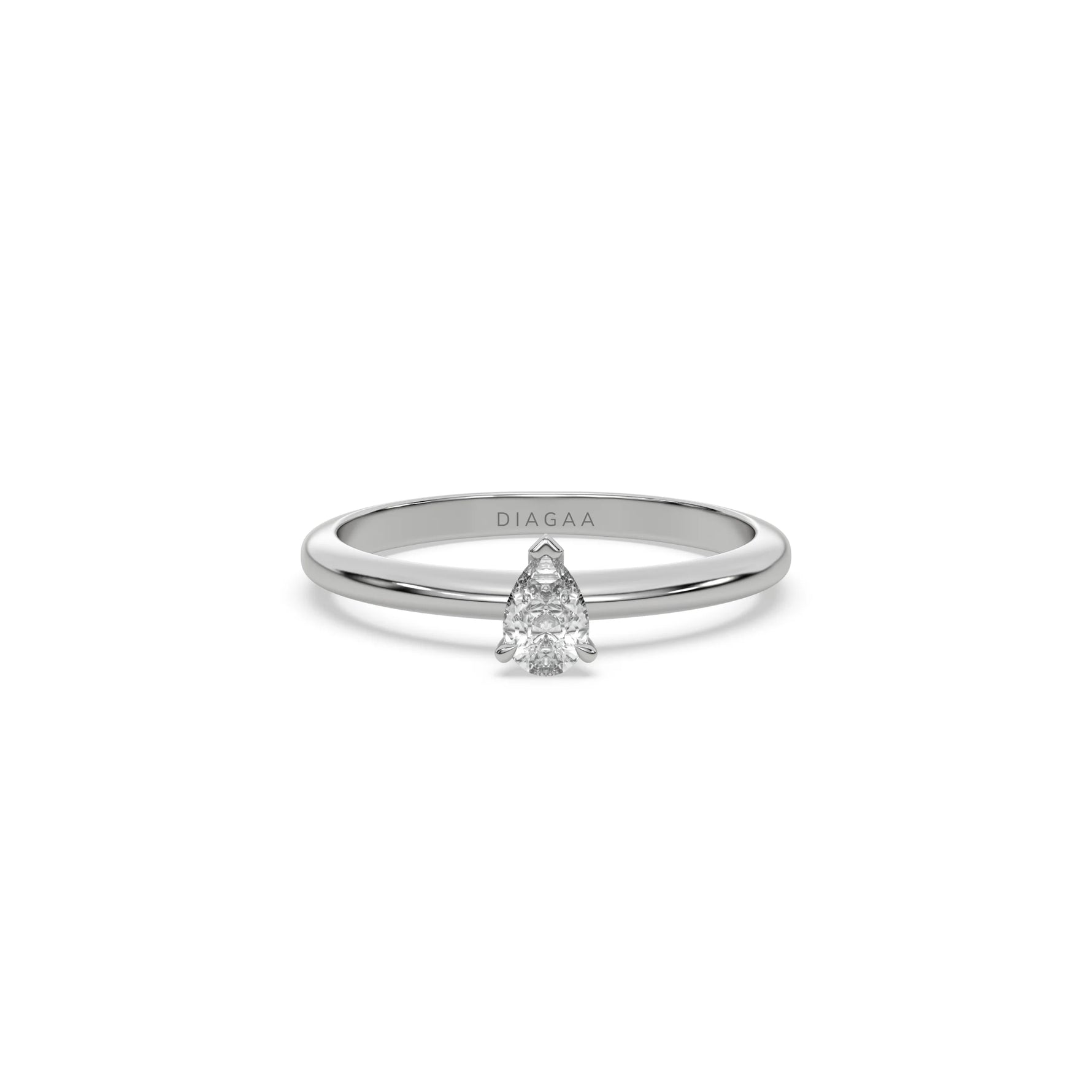 Natural Diamond Pear Shaped Solitaire Engagement Ring