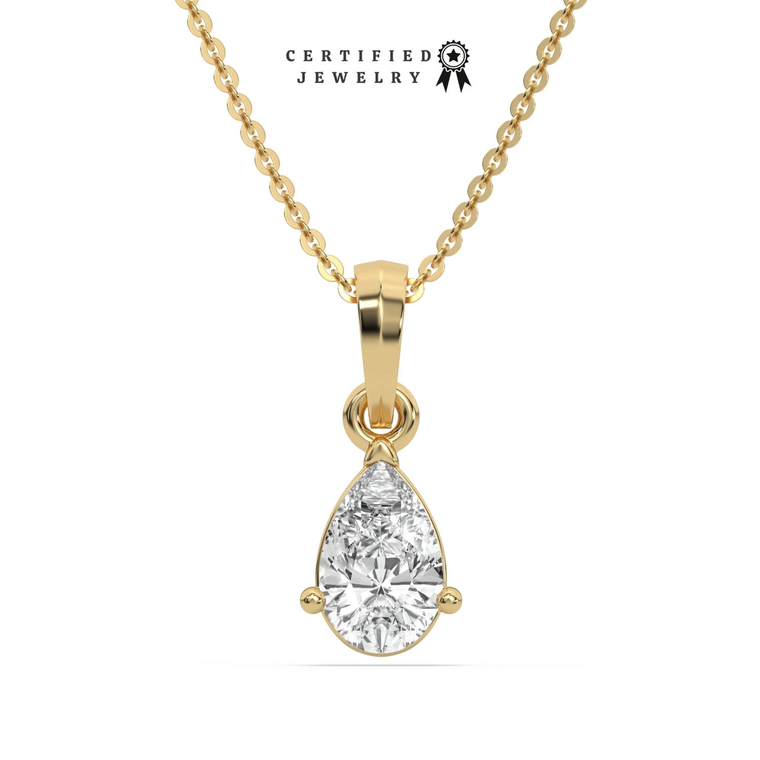 3 CT Lab Diamond Pear Solitaire Necklace