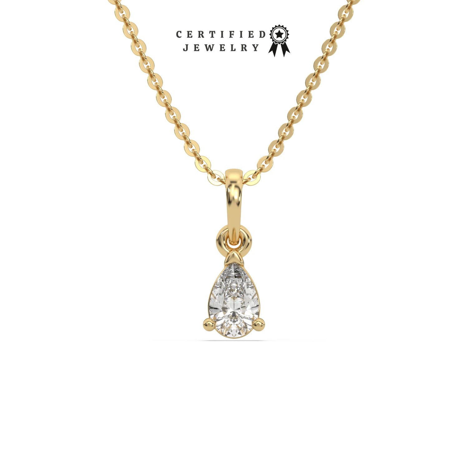 1 CT Lab Diamond Mini Pear Solitaire Necklace