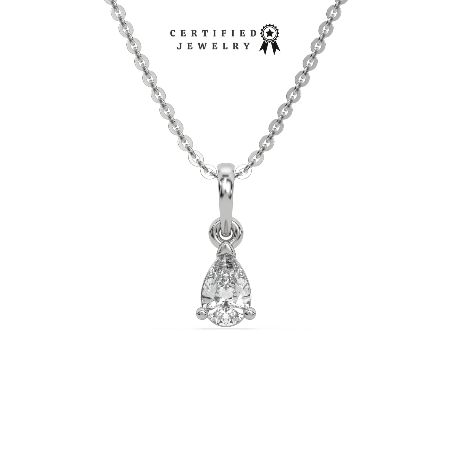 1 CT Natural Diamond Pear Solitaire Necklace