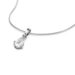 This white gold Pear Solitaire Diamond Necklace made with a pear cut diamond in a four prong setting with adjustable chain in 3d view