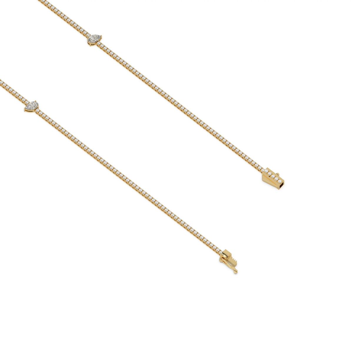 10K Yellow Gold Pear Cut Diamond
Tennis Bracelet