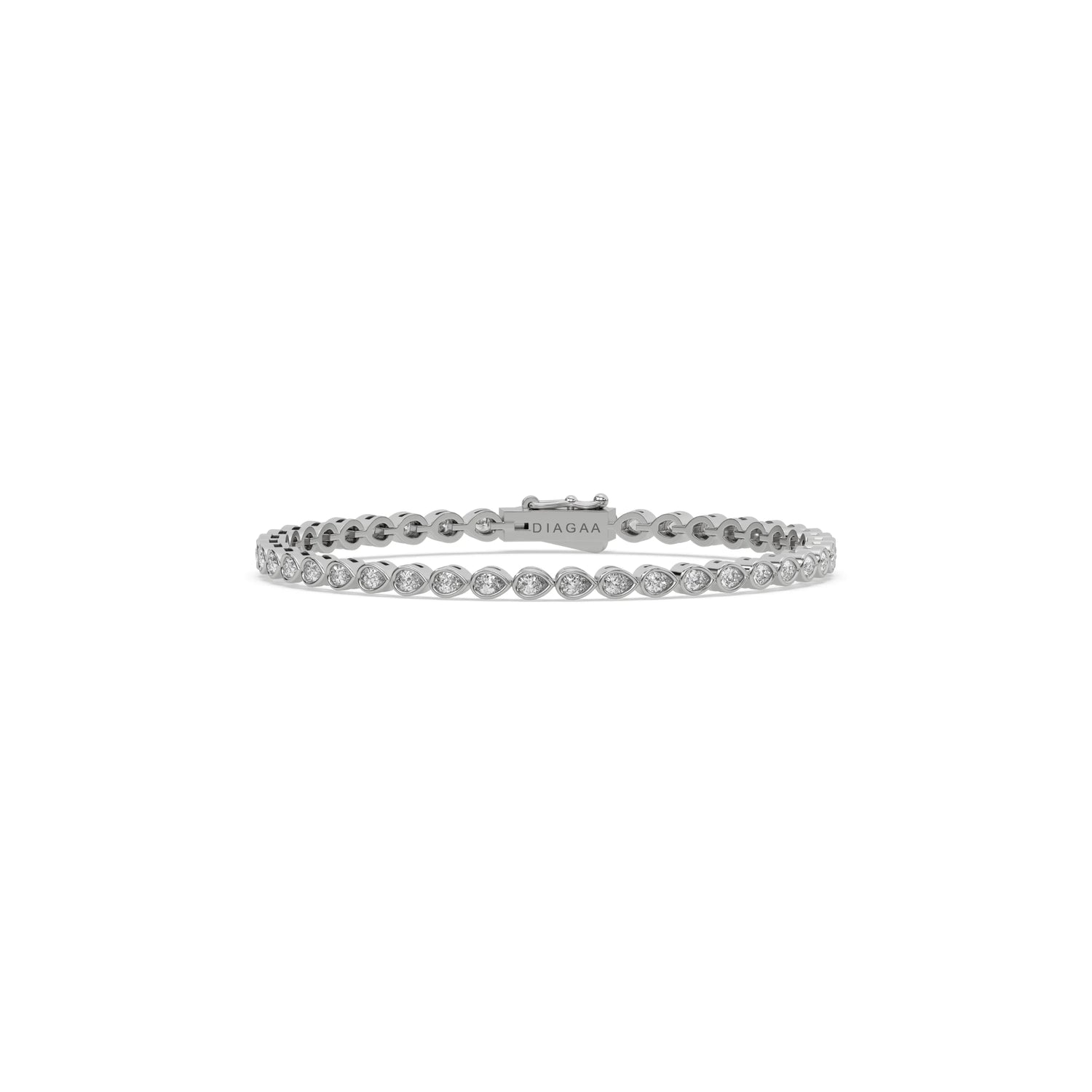 14K Gold White Pear Diamond Gold Tennis Bracelet 