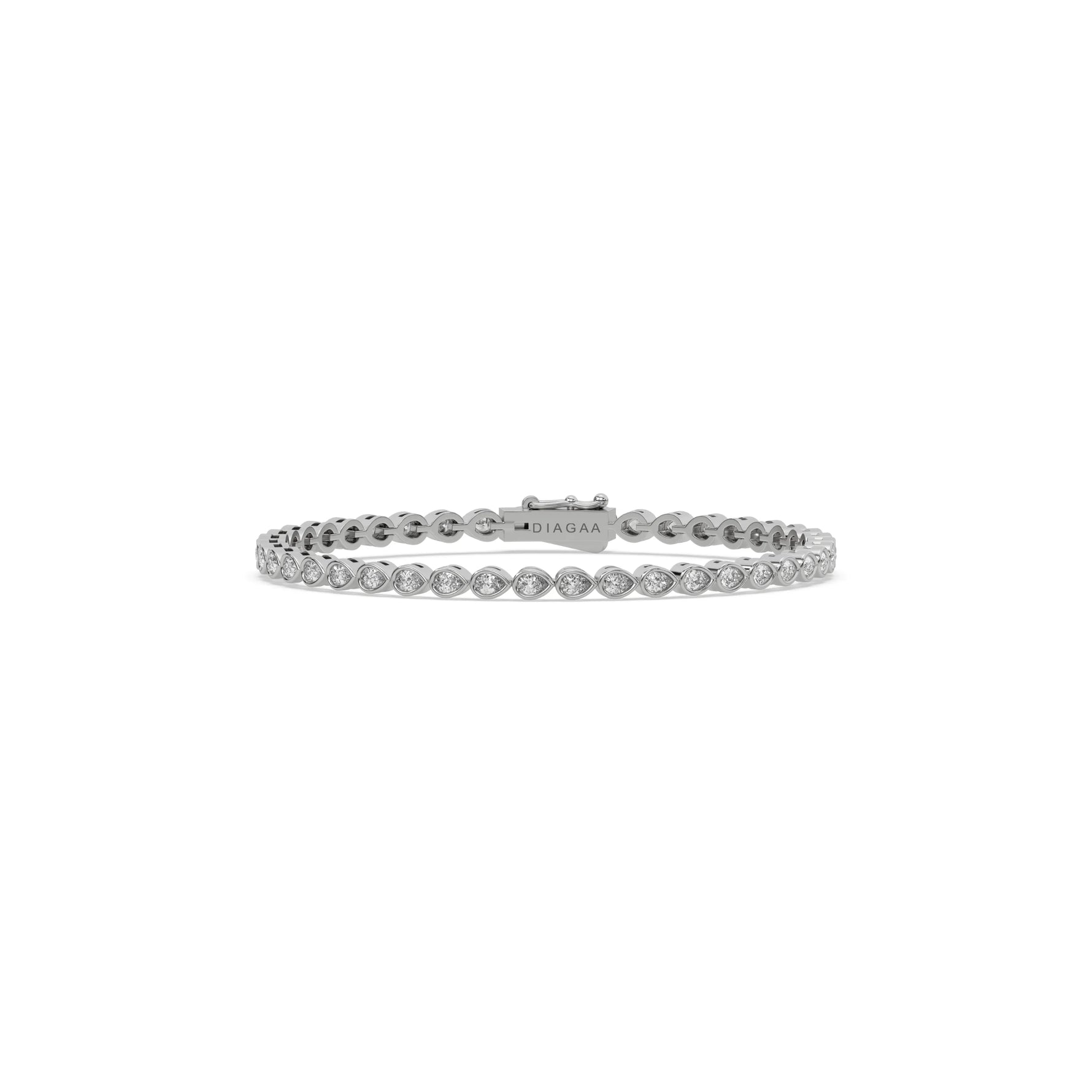14K Gold White Pear Diamond Gold Tennis Bracelet 