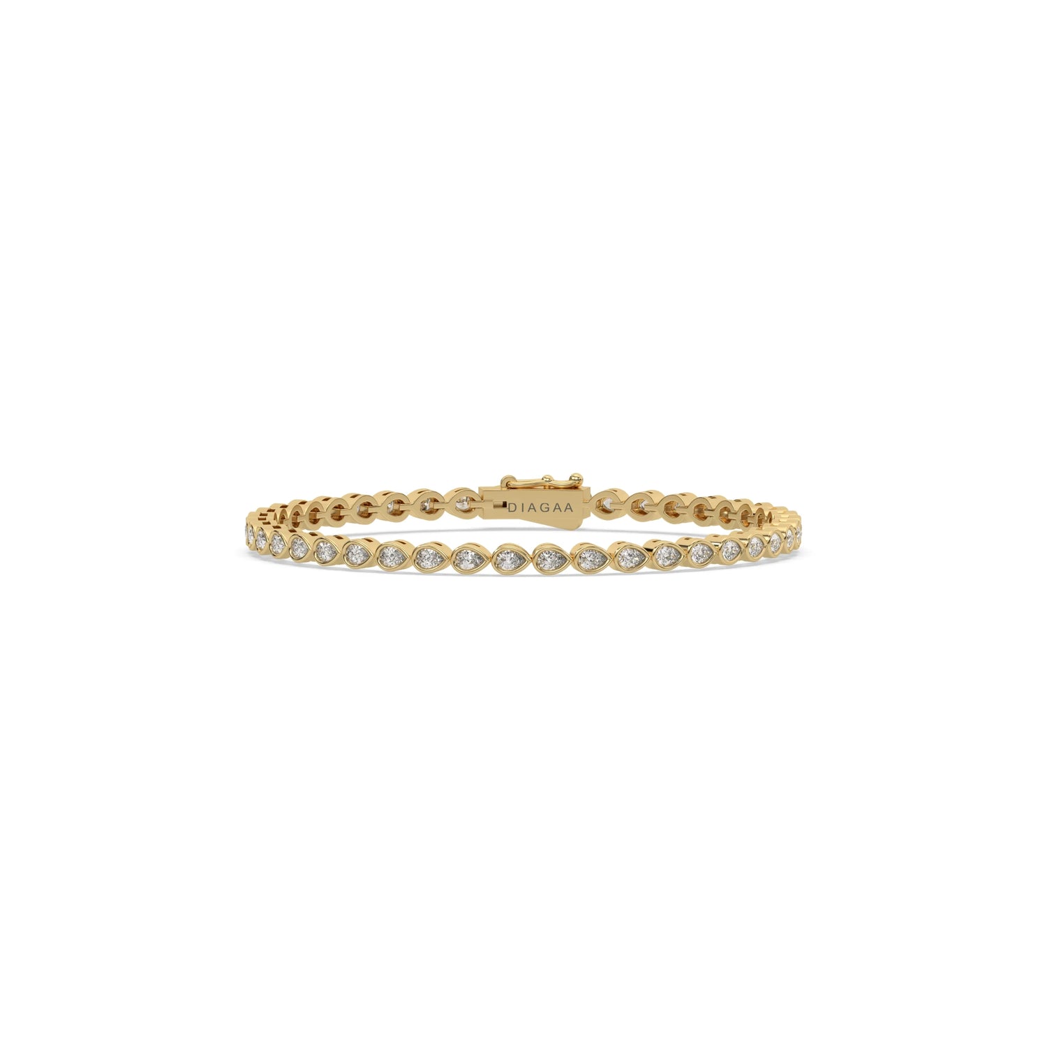 14K Yellow Gold  Pear Diamond Gold Tennis Bracelet 