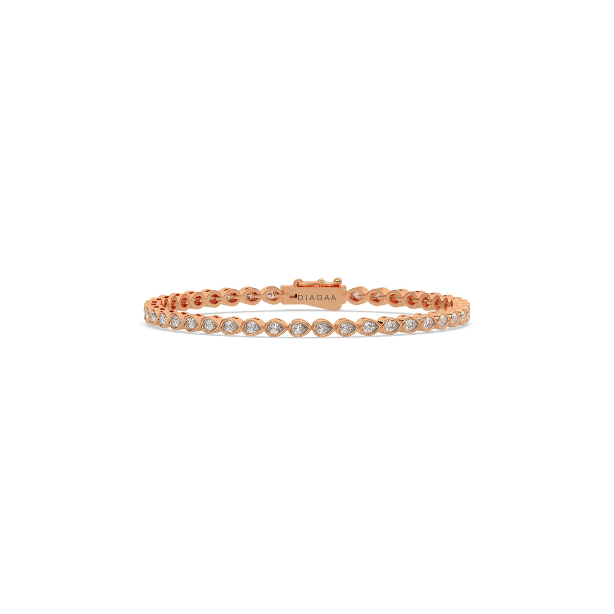 14K Rose Gold  Pear Diamond Gold Tennis Bracelet 