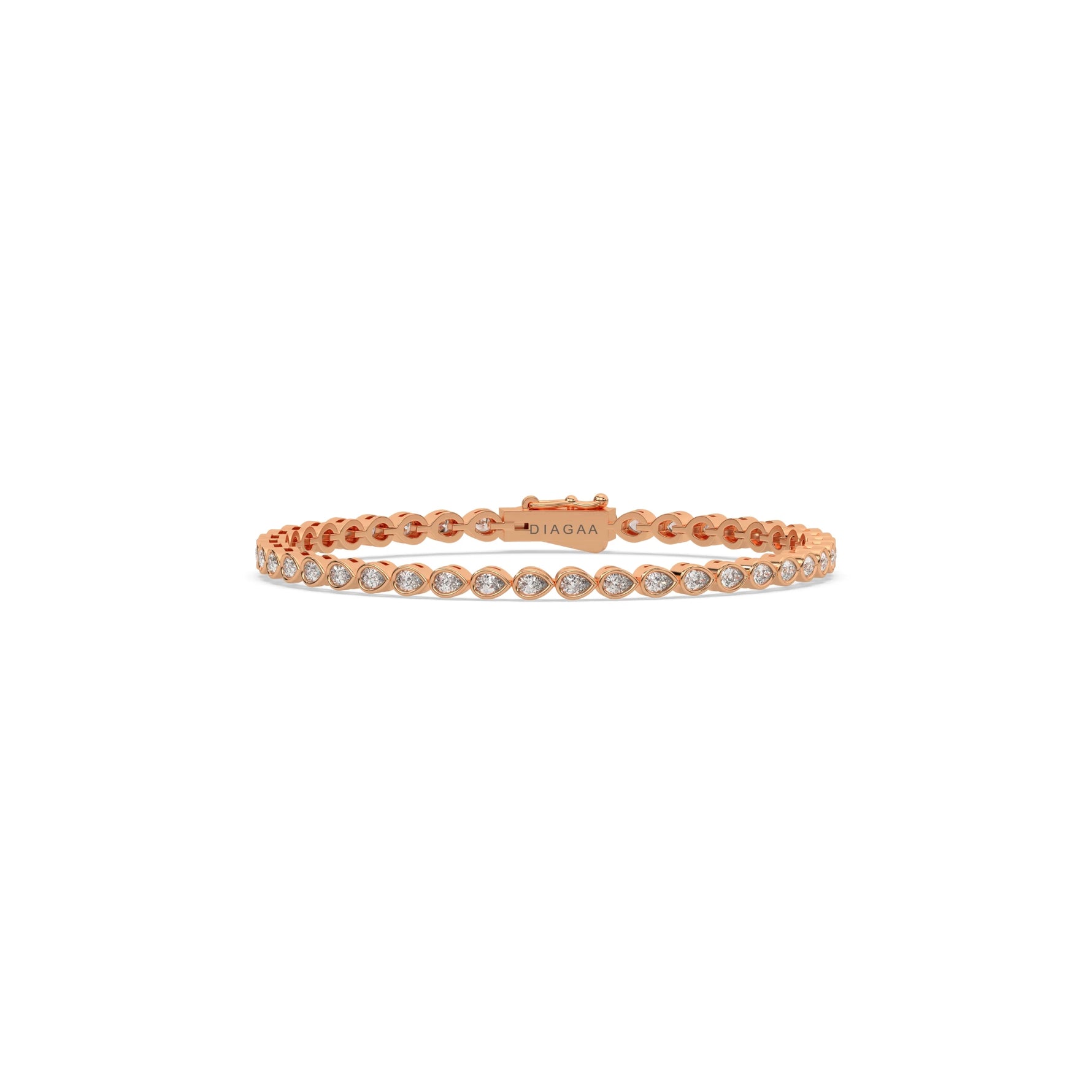 14K Rose Gold  Pear Diamond Gold Tennis Bracelet 