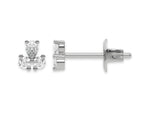 18k white gold pear shaped and round cut diamond cluster stud earrings in prong setting.