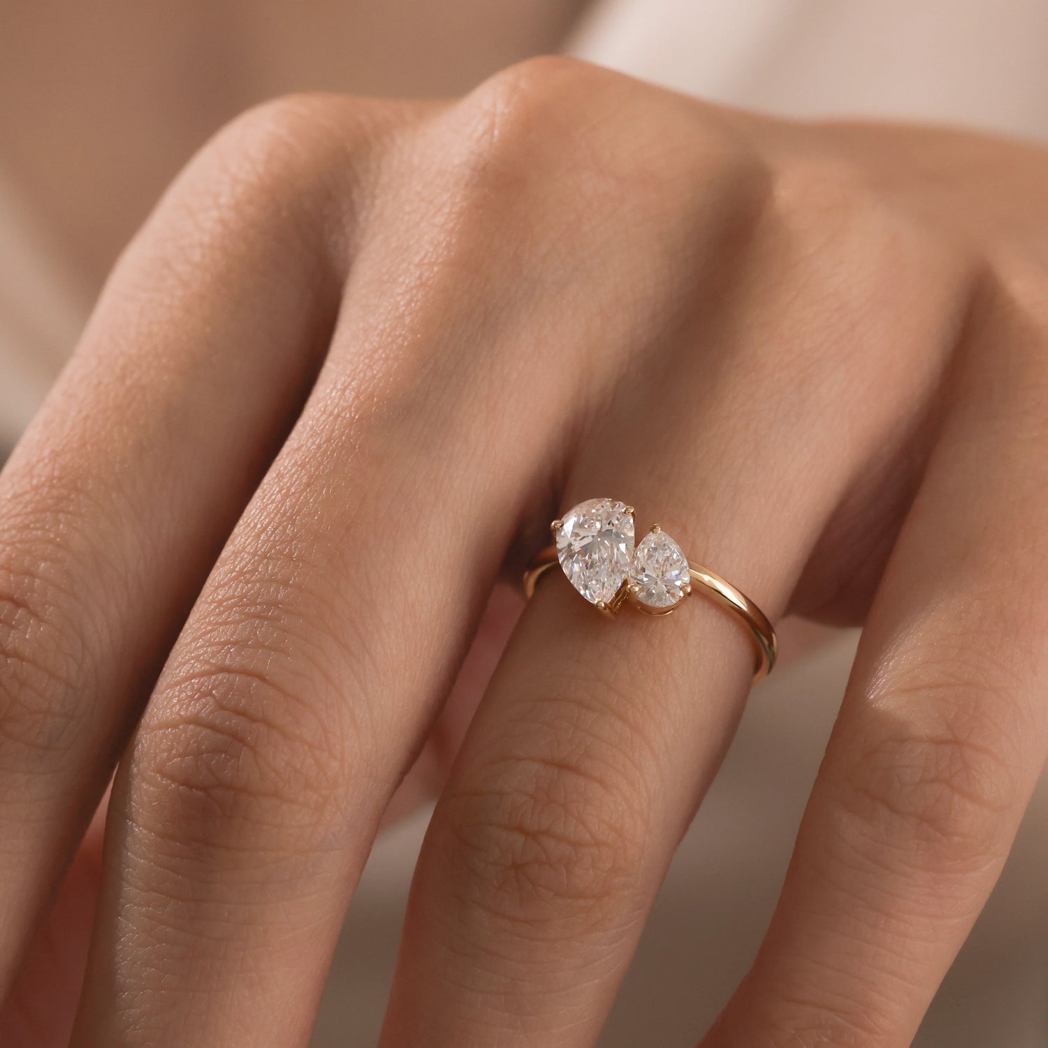 Toi Et Moi Pear Lab Grown Diamond Engagement Ring