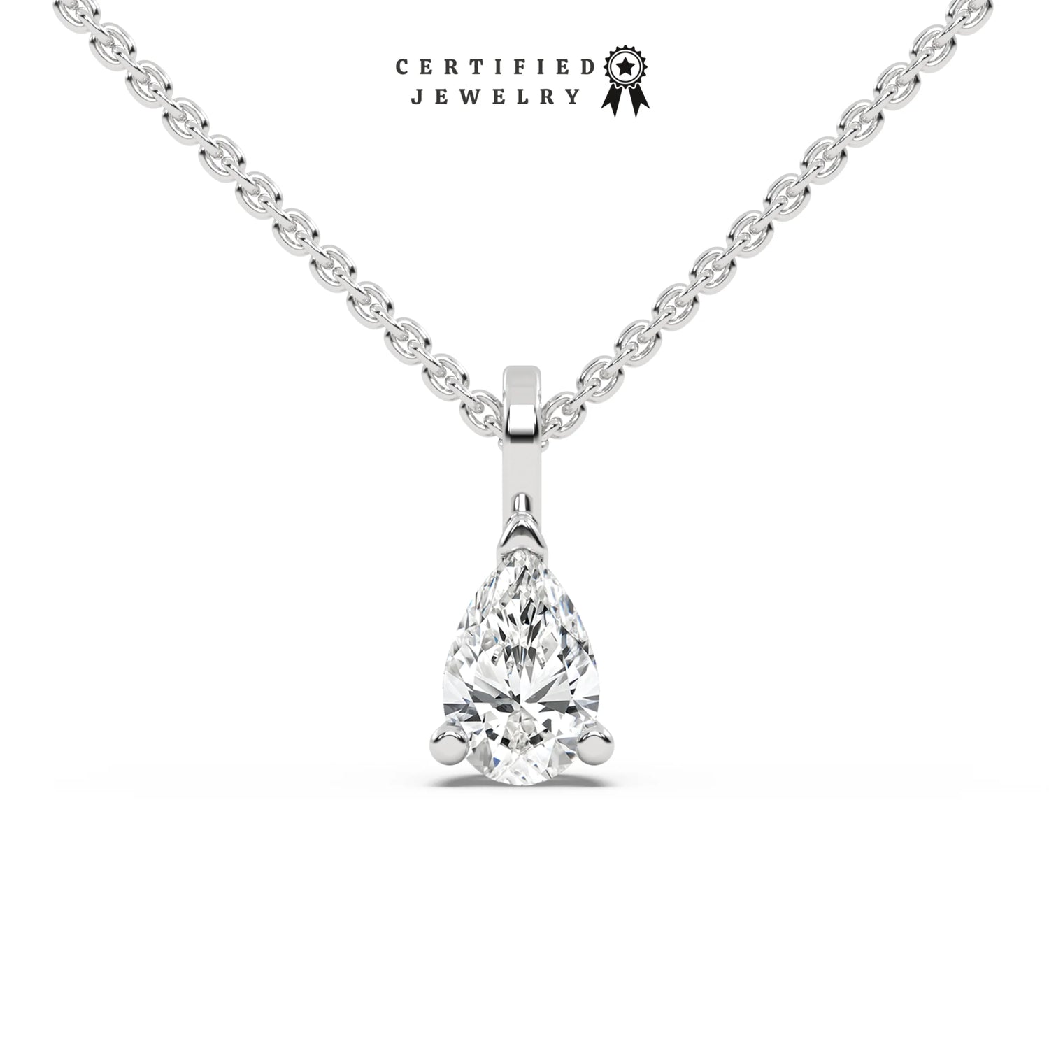 1 CT Natural Diamond Pear Solitaire Necklace