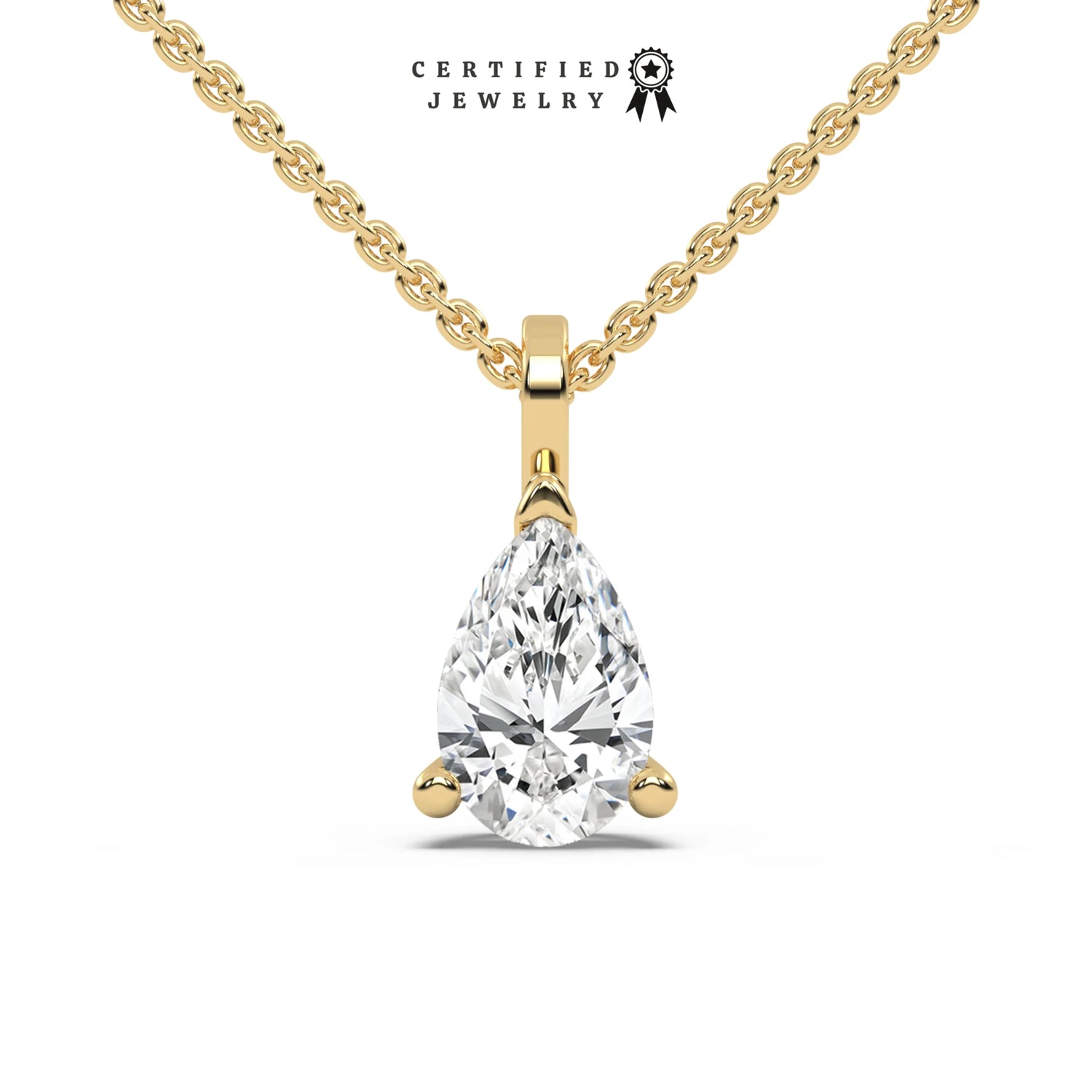 3 CT Pear Lab Diamond Solitaire Necklace