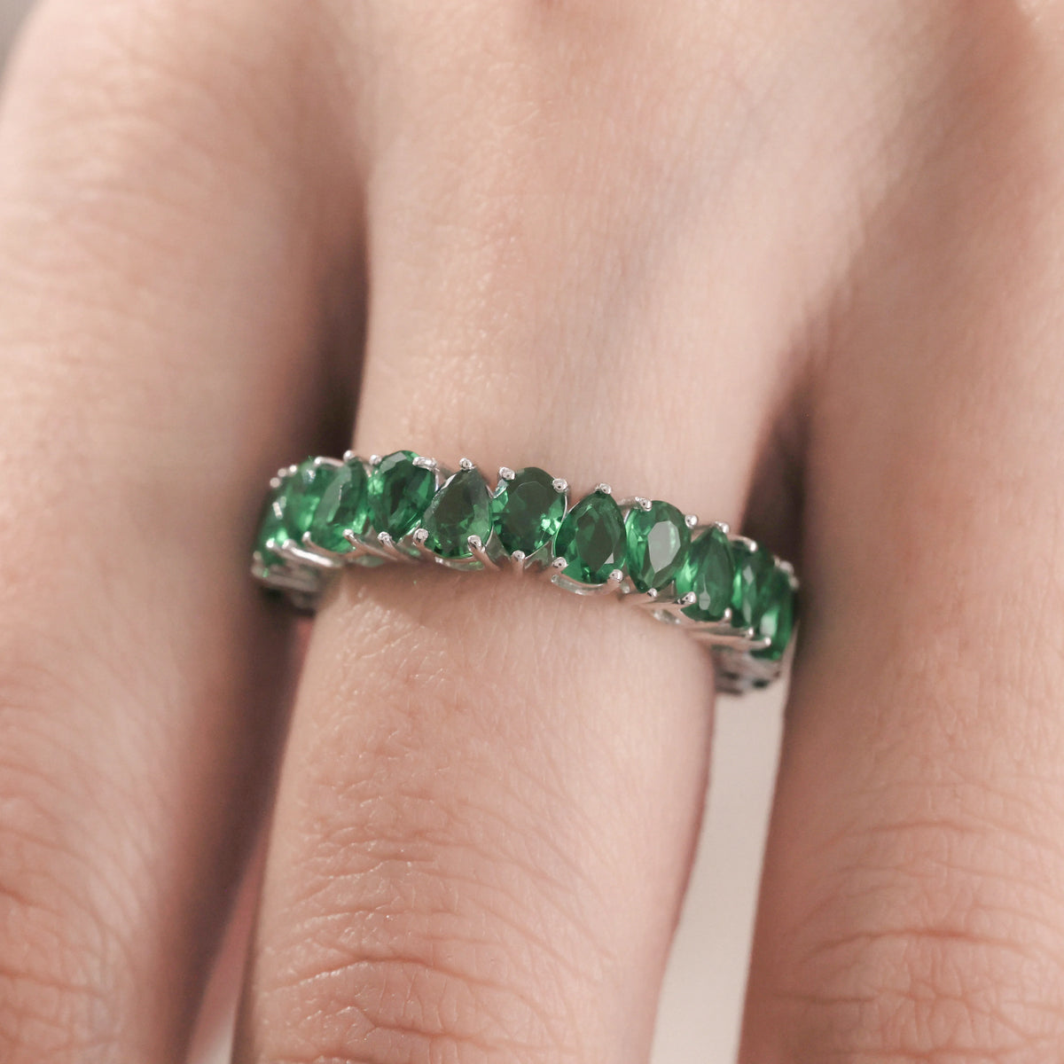 Emerald Gemstone Women Full Eternity Ring