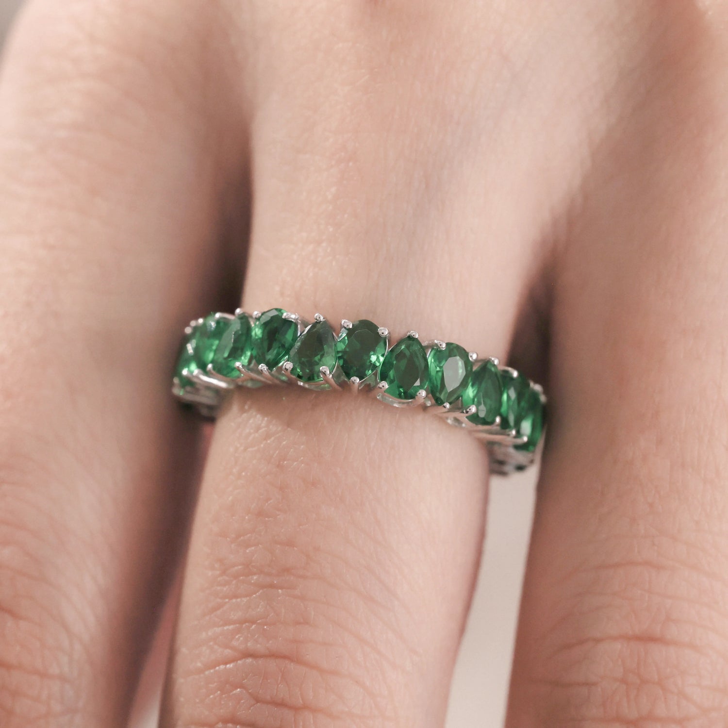Emerald Gemstone Women Full Eternity Ring