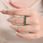 Pear Cut 10K Gold Emerald Gemstone Full Eternity Ring