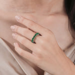 14K Gold Pear Emerald Gemstone Eternity Ring