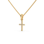 14K Yellow Gold Cross Diamond Pendent 