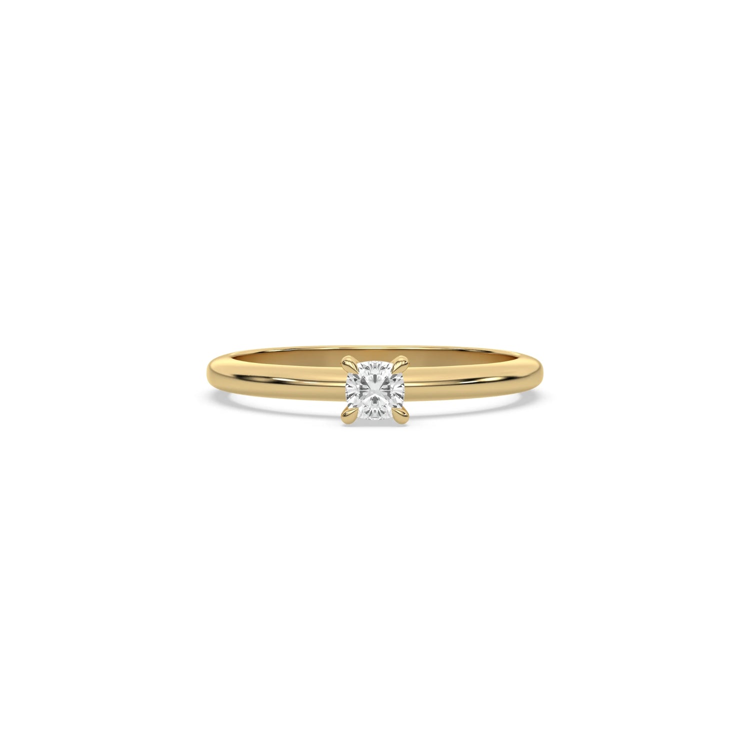 Petite Lab Diamond Cushion Cut Solitaire Ring