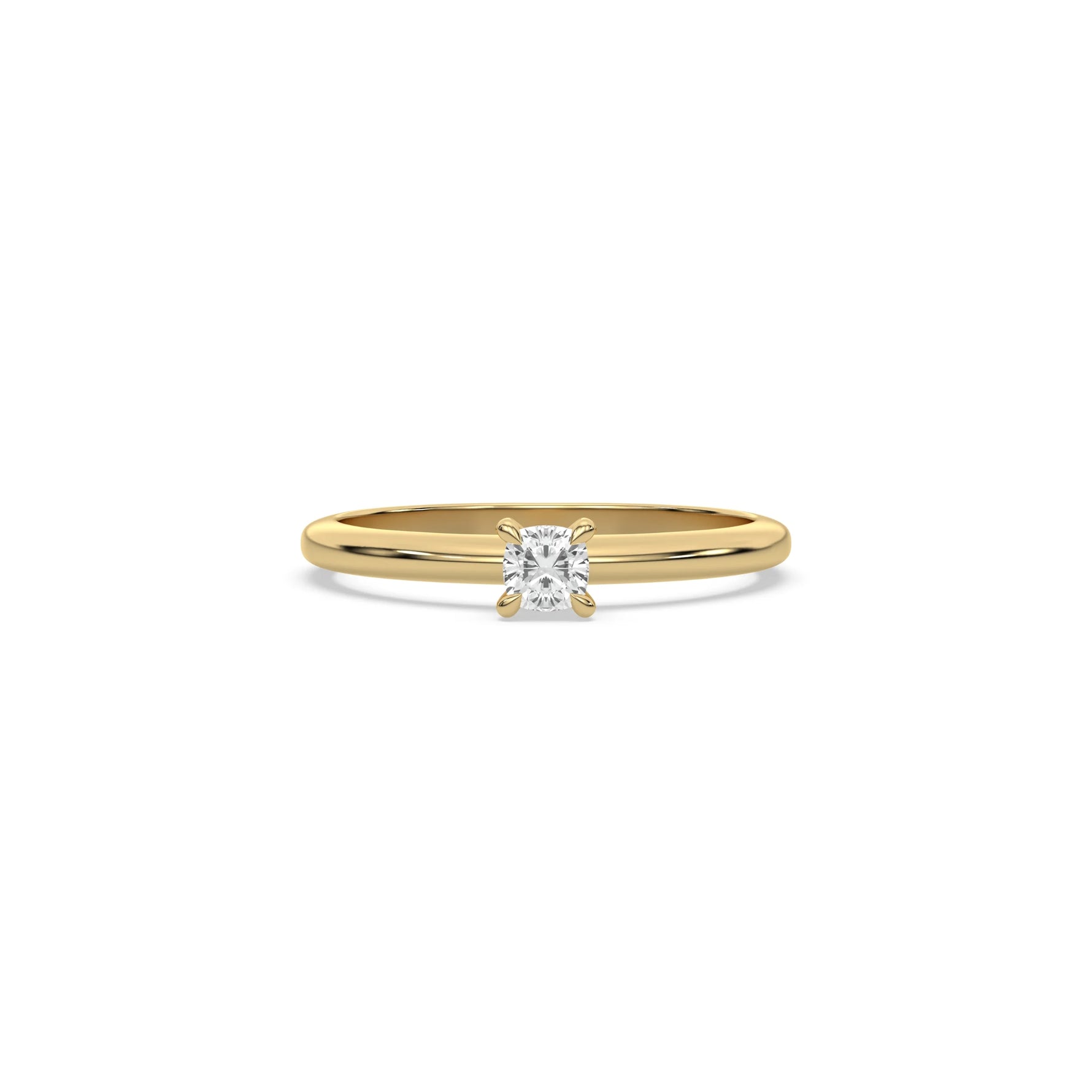 Petite Lab Diamond Cushion Cut Solitaire Ring