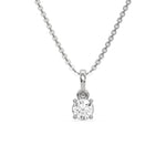 This white gold Round Solitaire Diamond Necklace made with round brilliant-cut diamond in a four prong setting with adjustable chain in top view