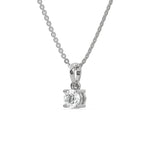 This white gold Round Solitaire Diamond Necklace made with round brilliant-cut diamond in a four prong setting with adjustable chain in side view