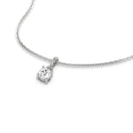 This white gold Round Solitaire Diamond Necklace made with round brilliant-cut diamond in a four prong setting with adjustable chain in 3d view