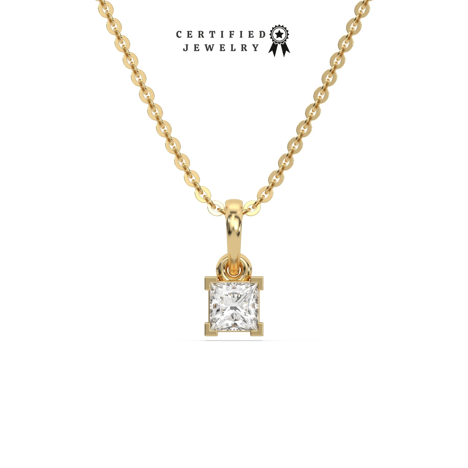 1 CT Lab Diamond Petite Princess Solitaire Necklace